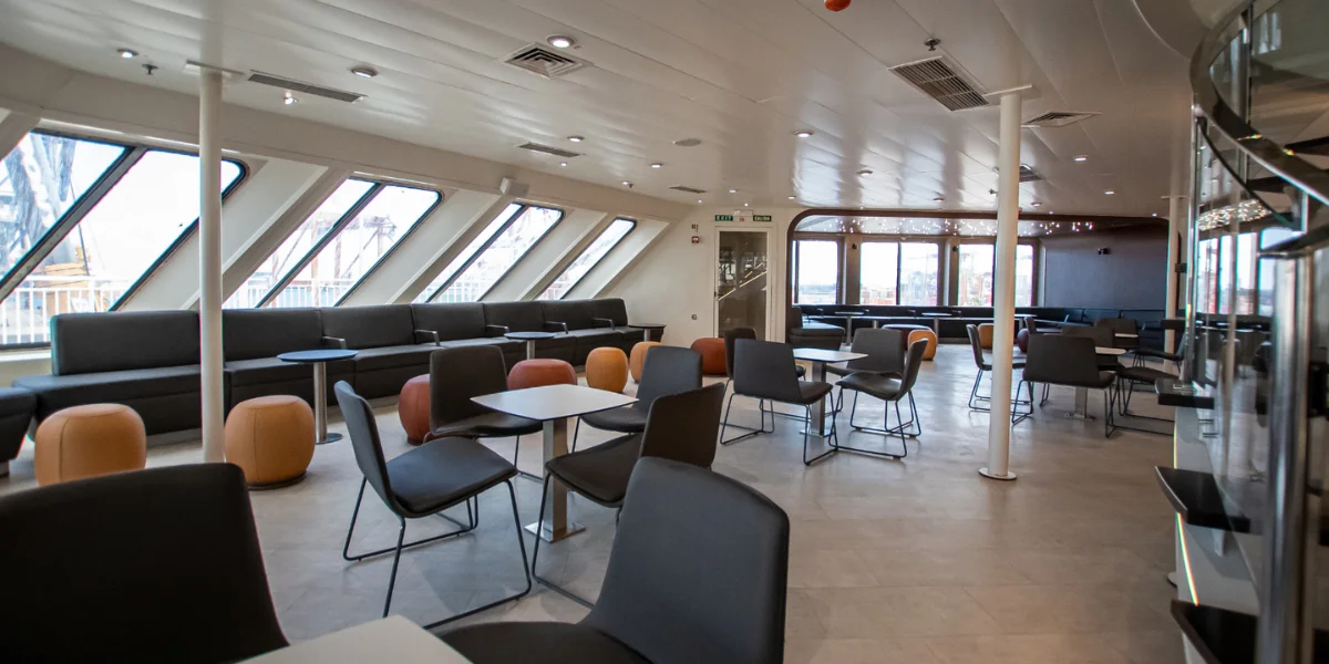Furniture in one of the lounges of the Buenavista Express.