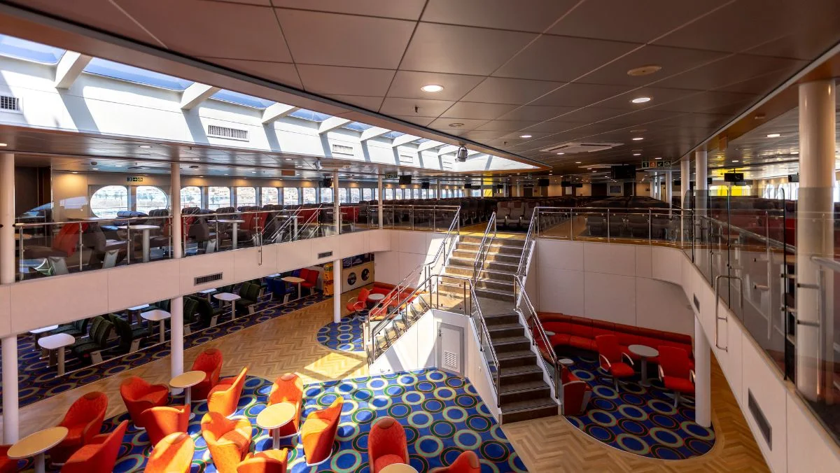 Interior view of the Betancuria Express ferry from the second deck